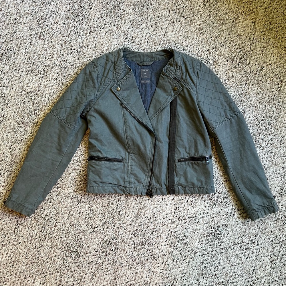 GAP Olive Green Quilted Moto Jacket